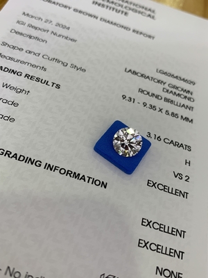 comprare 3.16CT H VS2 3EX Taglio rotondo di laboratorio CVD Diamante LG626434629 online manufacture
