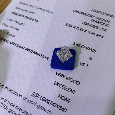 comprare 3.42CT G VS1 EX VG CVD Laboratorio Diamanti coltivati Princess Cut OEM ODM online manufacture
