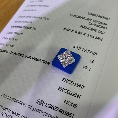 comprare 4.12CT G VS1 2EX CVD Lab Creato Princess Cut Diamond per la produzione di gioielli online manufacture