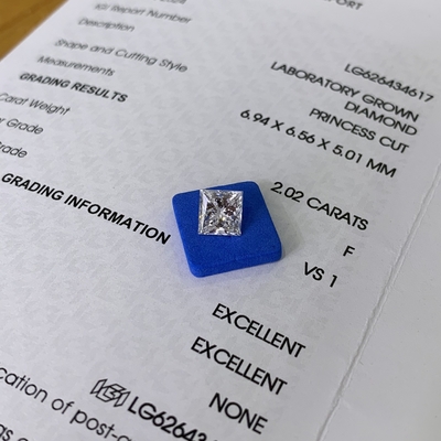 comprare 2.02 Carat F VS1 2EX CVD Princess Cut Lab Diamante OEM ODM online manufacture