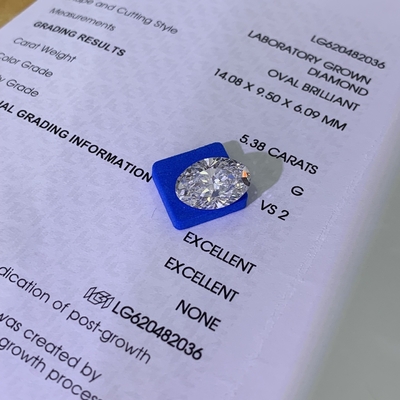 comprare 5.38ct Diamanti di brillantezza coltivati taglio ovale CVD G VS2 2EX N IGI LG620482036 online manufacture