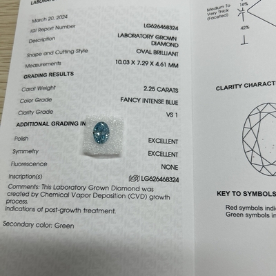 comprare 2.25ct Ovale Taglio Laboratorio Cresciuto Diamante Fancy Intenso Blu VS1 Chiarezza online manufacture
