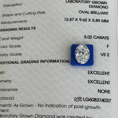 comprare 5.02ct VS2 F Diamanti artificiali Diamanti coltivati in laboratorio Taglio ovale online manufacture