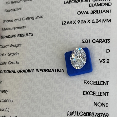 comprare 5.01ct Diamanti artificiali di taglio ovale CVD D VS2 2EX N Diamanti di laboratorio IGI online manufacture