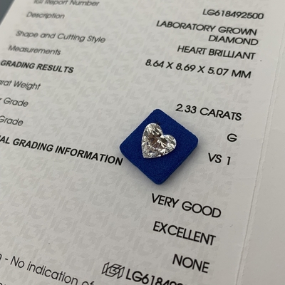 comprare 2.33ct Diamanti coltivati in laboratorio con taglio cardiaco CVD G VS1 2EX N IGI Diamanti artificiali online manufacture