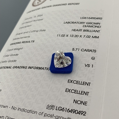 comprare 5.71 carati VS1 G Diamanti di laboratorio in forma di cuore OEM ODM online manufacture