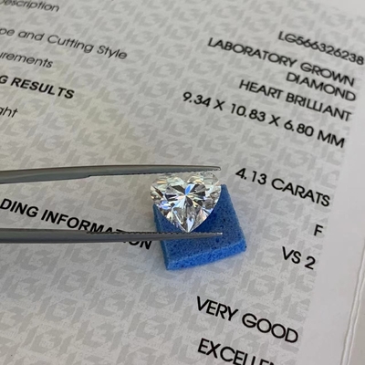 comprare 4.13ct VS2 Chiarezza F Colore Laboratorio Cresciuto Cuore Diamante Certificato IGI online manufacture