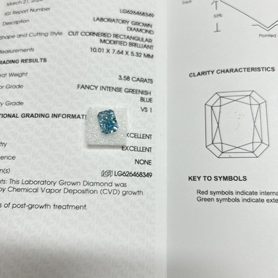 comprare Diamanti blu artificiali creati in laboratorio Diamante di taglio radiante VS2 3,58 carati online manufacture