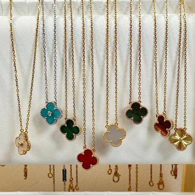comprare Gioielli di malachite 18k Collare d'oro massello Replica Gioielli VAN Collare di trifoglio a quattro foglie online manufacture