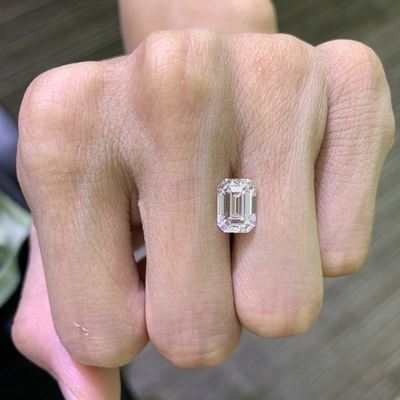3.52CT Smeraldo Taglio Diamante Coltivato in laboratorio VVS2 Chiarezza E Colore