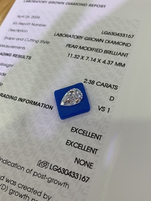 2.38CT D VS1 2EX Diamanti sintetici Diamanti in forma di pera