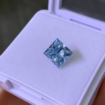 3.22CT Blu Intenso VS2 2EX CVD Laboratorio Cresciuto Diamante Princess Cut
