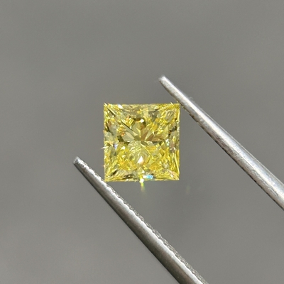 1.06ct Laboratorio Diamante Giallo Principessa Taglio CVD Fancy Intenso Giallo VVS2 2EX N IGI