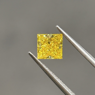 1.15ct Diamanti coltivati in laboratorio Giallo Princess Cut Diamanti CVD VVS2 2EX N IGI