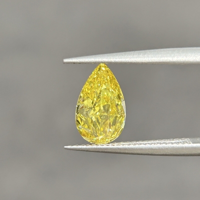 1.7ct Diamanti coltivati in laboratorio Pear Cut CVD Fancy Vivid Yellow VS1 2EX N IGI