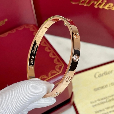 18k Massiccio Oro Braccialetto 4 Diamante Braccialetto d'amore 0,42 carati Gioielli di diamanti naturali