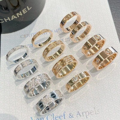 Love Wedding Band Diamante Replica Pavimentata Anelli di Fidanzamento 18K Oro