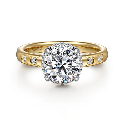 Anelli di fidanzamento in oro massiccio 18K 14K 10K personalizzati in laboratorio creati con diamante Halo